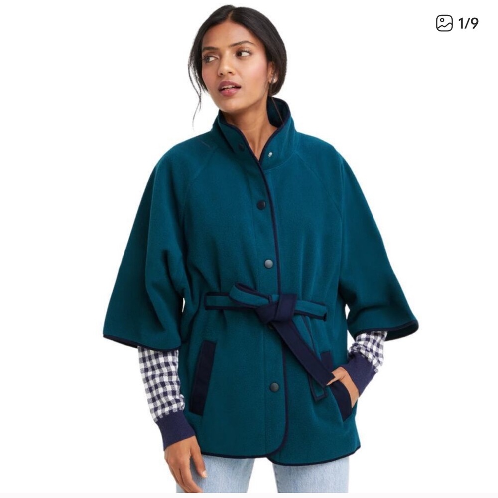 Draper James belted fleece cape coat
